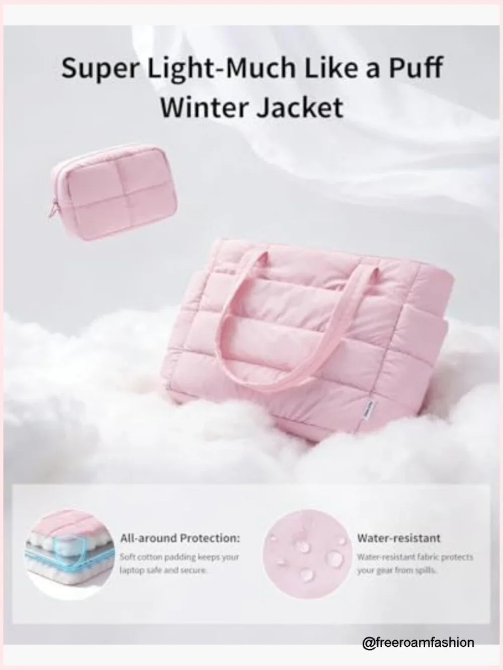 Quilted Tote Bag, Nylon Puffer Shoulder Bag for Work Travel